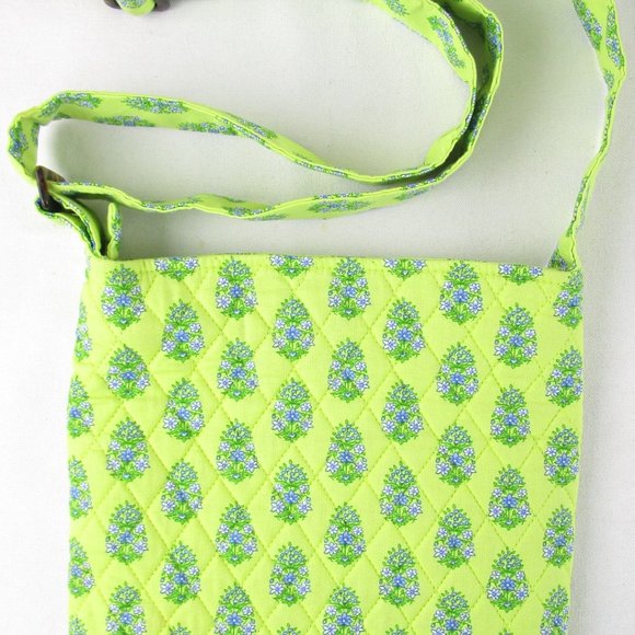 Vera Bradley Quilted Fabric Chartreuse Floral Elephant Shoulder Bag - Picture 7 of 7